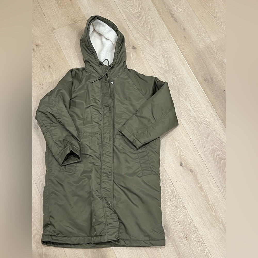 ASOS design, oversized jacket/ Parker, green, waterproof, isolated, with hood